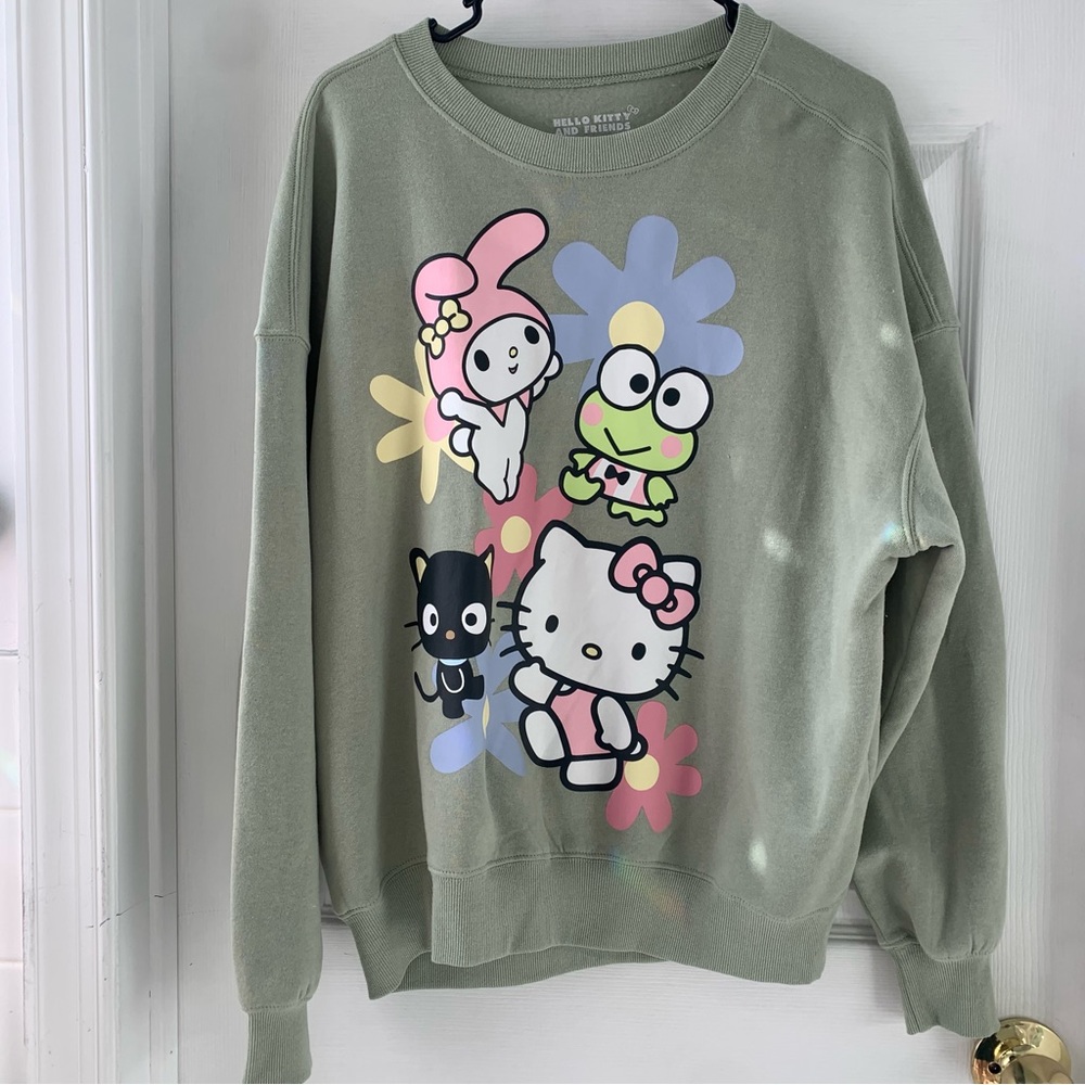 Sanrio Hello Kitty and friends green crewneck sweatshirt Sz M